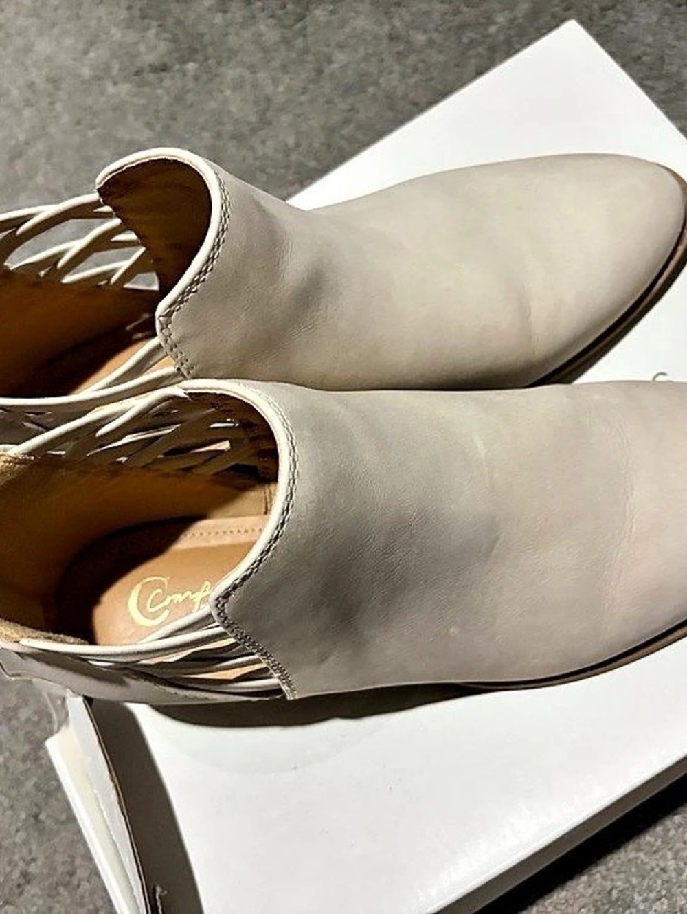 Coconuts Strappy Wedge Booties in Gray